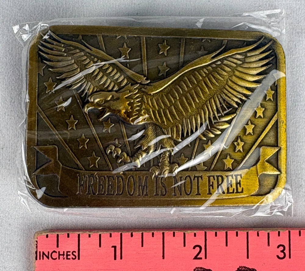 Freedom Is Not Free Belt Buckle Eagle Stars Stripes 2014 Sponsor America NEW