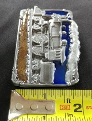AMERICAN 4-4-0 TRAIN RAILROAD STEAM ENGINE BELT BUCKLE SISKIYOU MADE IN USA