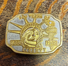 100 Years of Liberty 1886-1986 Statue of Liberty Figural Metal Belt Buckle