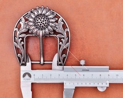 Retro Silver Big Sun Flower Leather Belt Buckle Replacement Fit 1.5 Inch Strap