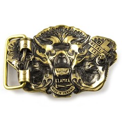 Biker belt buckle BURNING LION, Handmade biker animal lion style