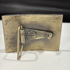 BUSTER BROWN AND TIGE Belt Buckle Lewis Buckles Chicago 3” x 2.25” Heavy Brass