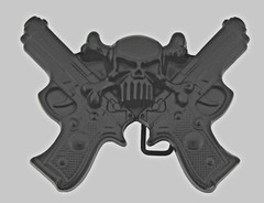 Skull Belt Buckle Guns Black Metal Emblem Pirate Halloween Costume New Men Women