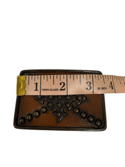Western Rebel Belt Buckle Studded Cross Leather Inlay Vintage