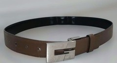 GUCCI buckle belt G Logo Silver hardware Made in Italy Leather Black Brown Men&rsquo;s
