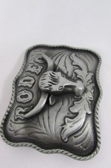 Texas Men Silver Metal Cowboy Western 3d Belt Buckle Rodeo Bull Head Skull TX