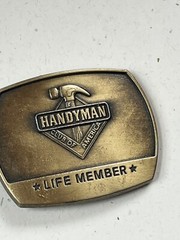 1996 Handyman Club of America Antique Goldtone Metal Belt Buckle – 3 x 2 and 3/8
