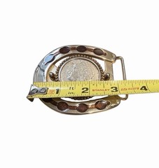 Silver Dollar Coins Set in Western Belt Buckles