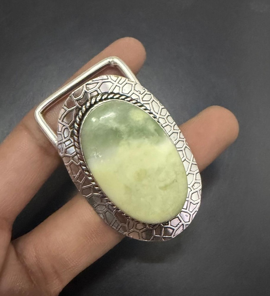 Variscite Gemstone 925 Sterling Silver Handmade Belt Buckles Vintage Gift For