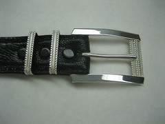 Sterling silver 925 buckle 2 loops w/Genuine Ostrich 30 mm belt shantpeter U.S.A