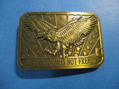 Vtg Freedom Is Not Free Brass Belt Buckle By Sponsor 2014 VGC