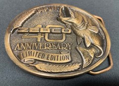 Zebco 40th Anniversary 1949-1989 Limited Edition Fish metal belt buckle