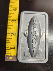 Goodyear Belt Buckle Blimp Zeppelin Silver Tone 1974 Vintage