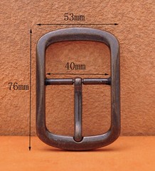 Heavy Duty Solid Antique Copper Two-Tone Center Bar Pin Belt Buckle Inner 40mm