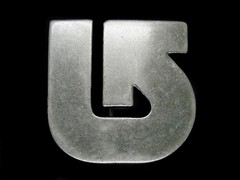 UC07129 DIECUT **UNKNOWN LOGO** SILVERTONE METAL BELT BUCKLE
