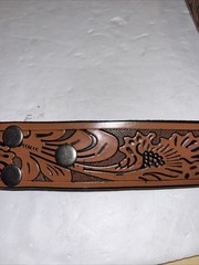 I&rsquo;d Rather Be Fishing Belt Buckle Silver Enamel Inlay With Brown Leather Belt 32