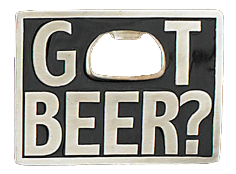 NEW! Got Beer? Bottle Opener Belt Buckle, 3-1/4&Prime; x 2-3/8&Prime;, Made in the USA