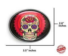 Mexican Sugar Skull Tattoo Art Men Women Handmade Belt Buckle