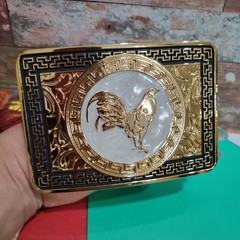 Rooster Western Belt Buckle Rose Tone And Silver Rare Piece With Details Cowboy