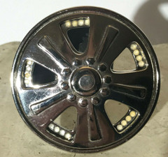 Body Rage Spinning Tire Rim Wheel Spinner Cut-Out Alloy Belt Buckle Chrome New