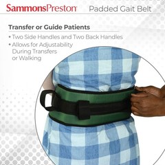 Sammons Preston Padded Gait Belt with Handles, 5.5&Prime; Wide Large – Black, Grey