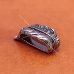 Men Heavy Long Silver Leathercraft 2pc Set Feather Belt Buckle Fits 31mm Strap