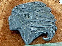 Vintage Bergamot Pewter Chief w/Head Dress Belt Buckle 3.25&Prime; x 3&Prime;–1206.25