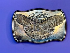 Patriotic Majestic American Eagle Flying Over Usa Mountains Vintage Belt Buckle