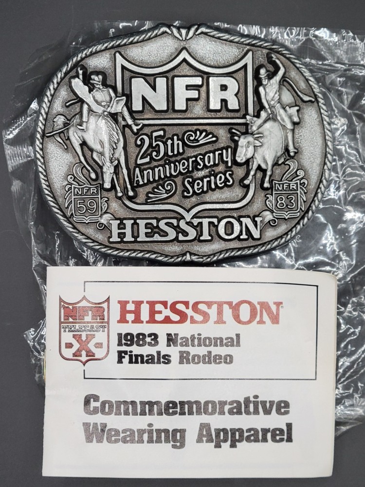 Hesston NFR Belt Buckle Silver Tone 25th Anniversary Rodeo Vintage First Edition