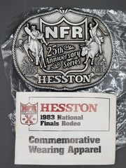 Hesston NFR Belt Buckle Silver Tone 25th Anniversary Rodeo Vintage First Edition