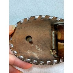 Vintage Tony Lama Western Belt & Buckle Men 34 Acorn Oak Silver Whipstitch USA
