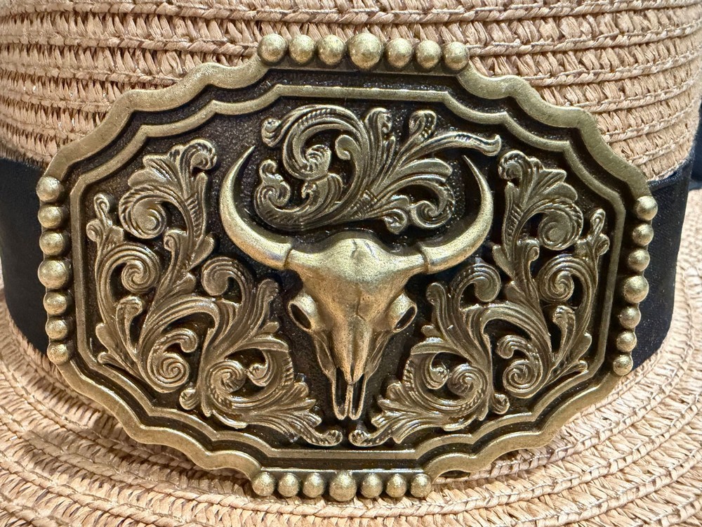 Antiqued Bronze Longhorn Bull Belt Buckle Vintage Western Cowboy Buckles