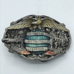 Vintage 1986 Proud to Be An American Veteran Belt Buckle Made in USA Bergamot