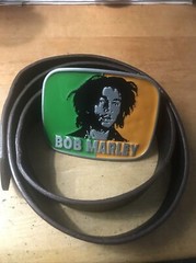 Vintage Bob Marley Rasta Green & Yellow Jamaica Colors 100% Metal Belt Buckle
