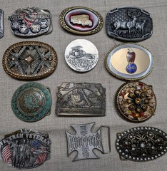 vintage LOT OF 20 belt buckles WESTERN brass metal cowboy 1970s 1980&rsquo;s 1990&rsquo;s