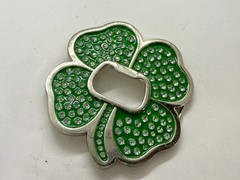 Lucky Four Leaf Clover Rhinestone Covered Belt Buckle with Bottle Opener