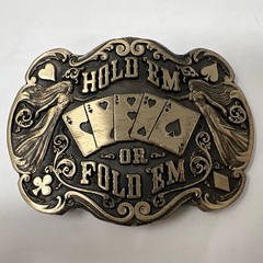 Hold ’em or Fold ’em Busted Draw Poker Solid Brass Belt Buckle by ADM