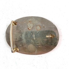 Vintage Mexico Belt Buckle Oval Abalone Shell Inlay Silver-Tone Western