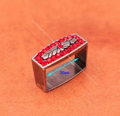 Red Crystal Rhinestone Western Cowboy Rodeo Belt Buckle Set Fit 30MM Strap