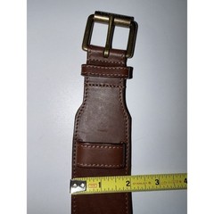 Burberry London Belt Sz L 37&Prime; Light Brown Smooth Leather Brass Buckle USA High