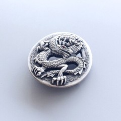 Vintage Silver Plated Rhinestone Dragon Belt Buckle Boucle de Ceinture