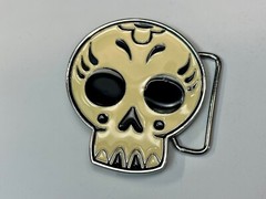 White Skull Mexican Katrina Dia De Muertos Day Of The Dead Cutout Belt Buckle