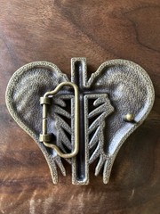 Western heart and Winged Cross Belt Buckle 3D