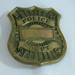 Vintage 1978 Baron Buckles Solid Brass Police Dept Shield Belt Buckle 6073