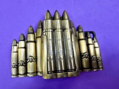Bullet Rifle Rounds Skull Crossbones Lighter (Not Working) Large Belt Buckle