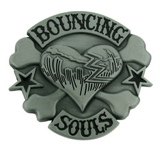 Skull Belt Buckle Bouncing Souls Heart Crossbones Gray Metal Tattoo Skeleton