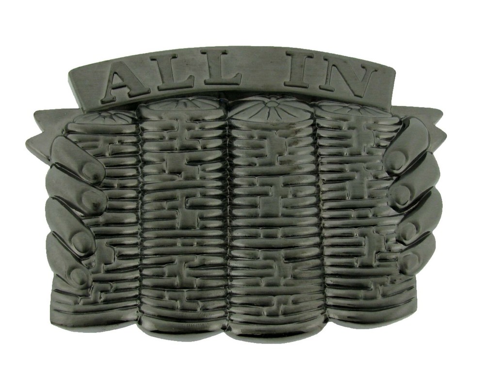 ALL IN POKER BET Gambling Las Vegas Casino Belt Buckle gun-metal gray Finished