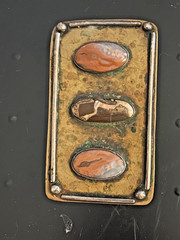 Brass belt buckle with 3 Agate stones Handmade Artisan unisex 33/4 X 2” Primo
