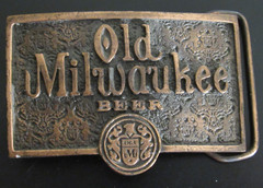 Vintage Old Milwaukee Beer Solid Metal Belt Buckle Schlitz Brewing 80&rsquo;s