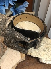 Vintage J.DEEGAN Sterling Silver 925 ALLIGATOR Crocodile belt BUCKLE 6.2oz, 175g
